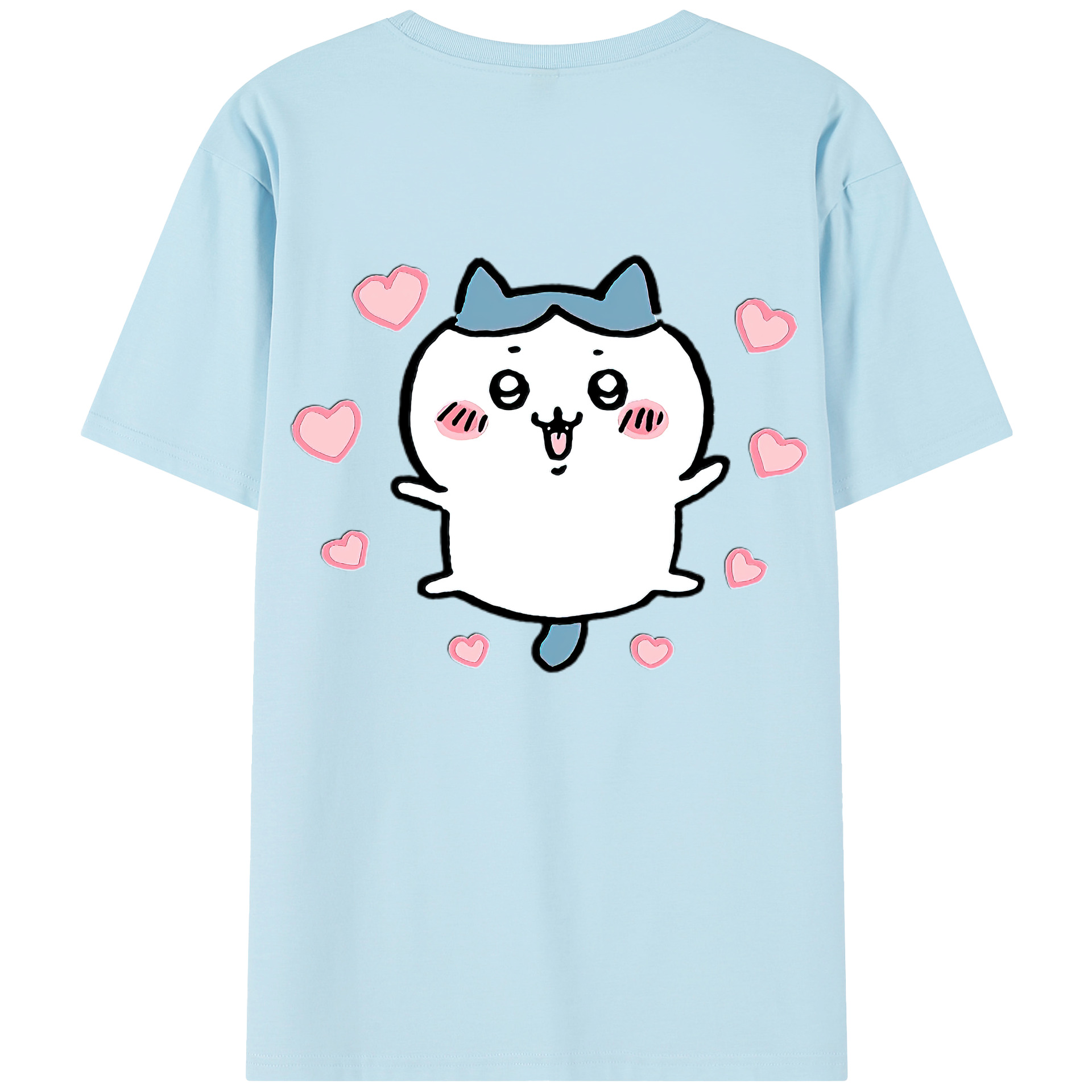 （画像用） ちいかわ ハチワレ Chii-kawa hachiware 綿100％半袖Tシャツ（背面プリント）